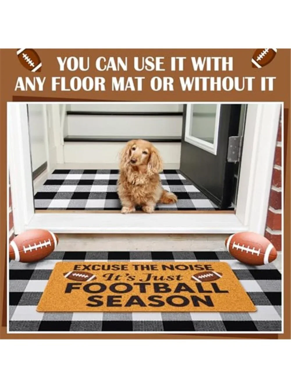 Excuse The Noise Football Season Doormat Funny Sports Welcome Mat, 18 x 30 Inch